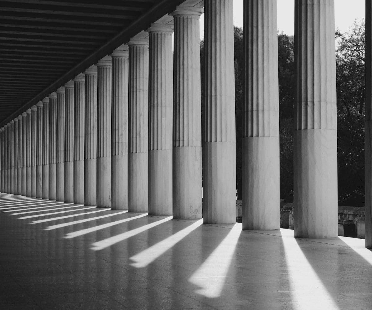 A row of classical stone columns